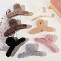 Fluffy Fur Claw Hair Clip - Set of 6 Colours