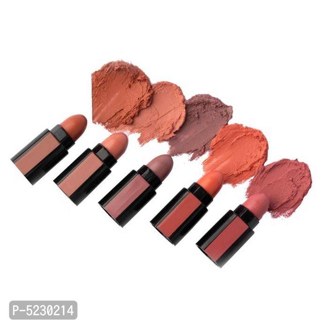 Matte Lipstick Set of 5 – Long-Lasting Nude & Coral Shades