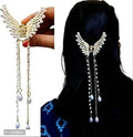 Angel Wing Pearl Chain Hair Clip – Golden | Elegant Bridal Hair Accessory