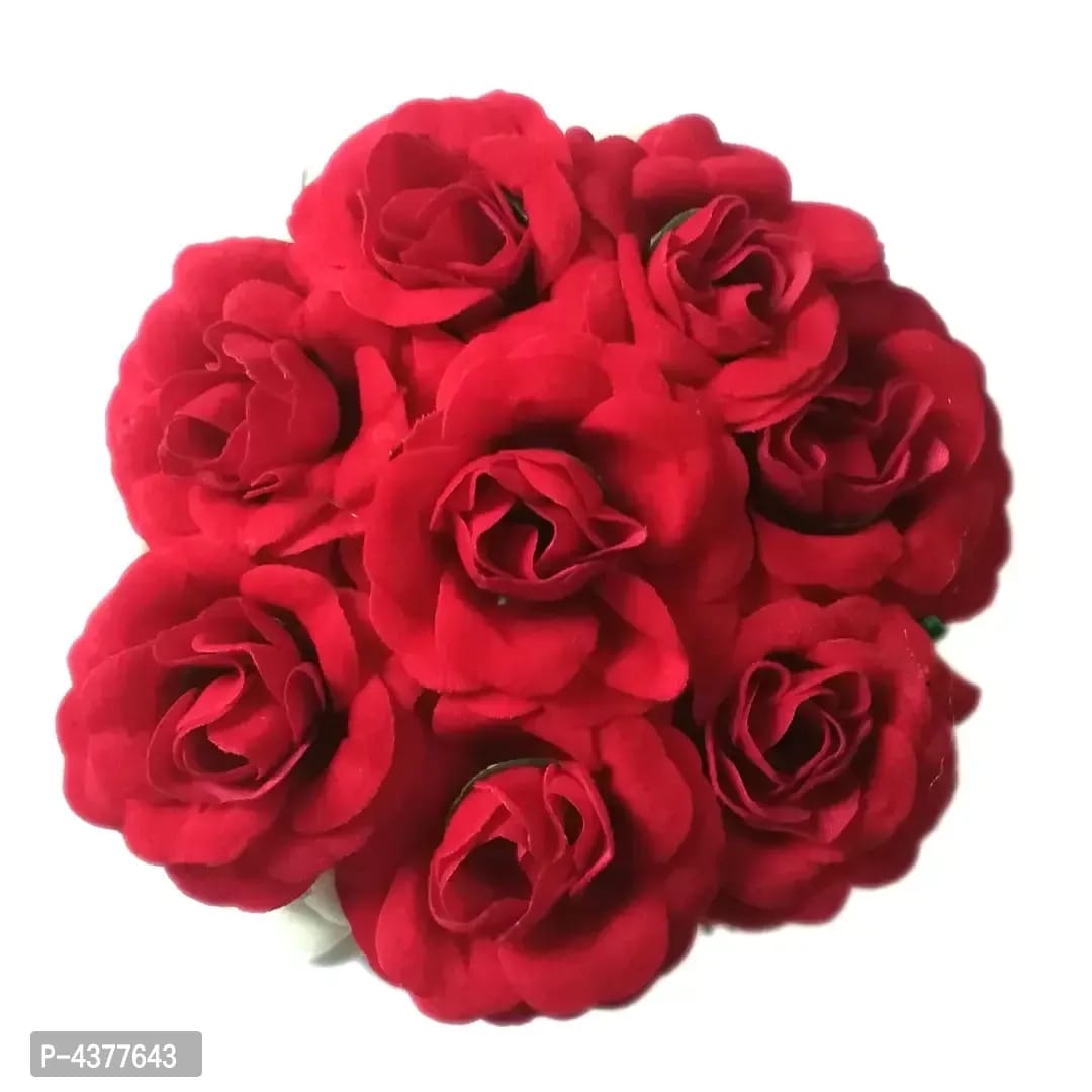 Red Rose Flower Hair Bun Clip